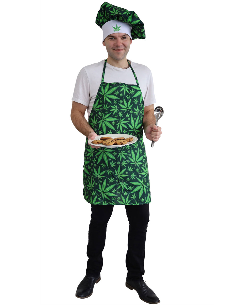 The Cookie Man Adults Leaf Print Hat and Apron Costume Set - Main Image