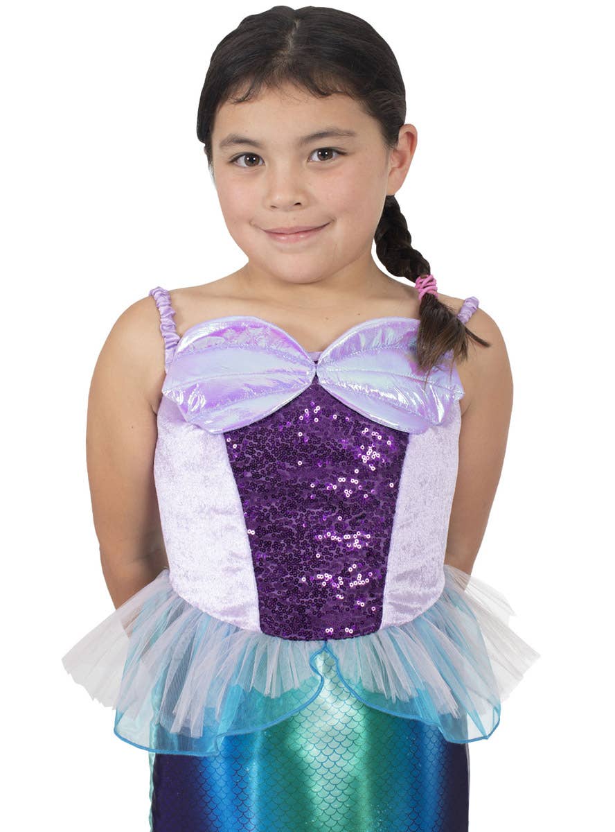 Image of Disney Princess Ariel Girls Little Mermaid Costume - Close View 1