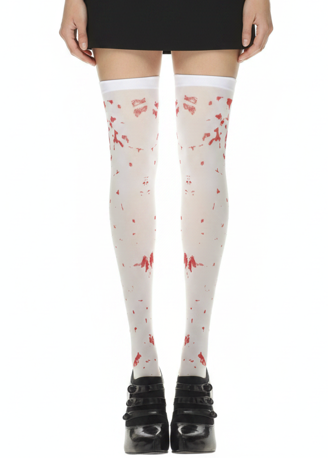 Blood Splattered Womens Thigh High Halloween Stockings - Main Image