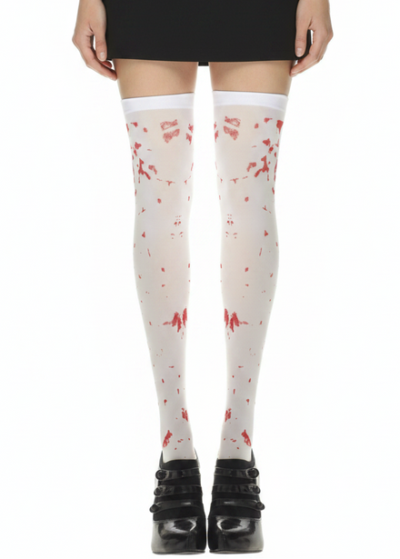 Blood Splattered Womens Thigh High Halloween Stockings - Main Image
