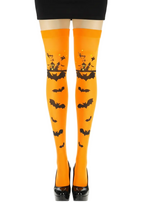 Thigh High Orange Halloween Theme Costume Stockings - Main Image