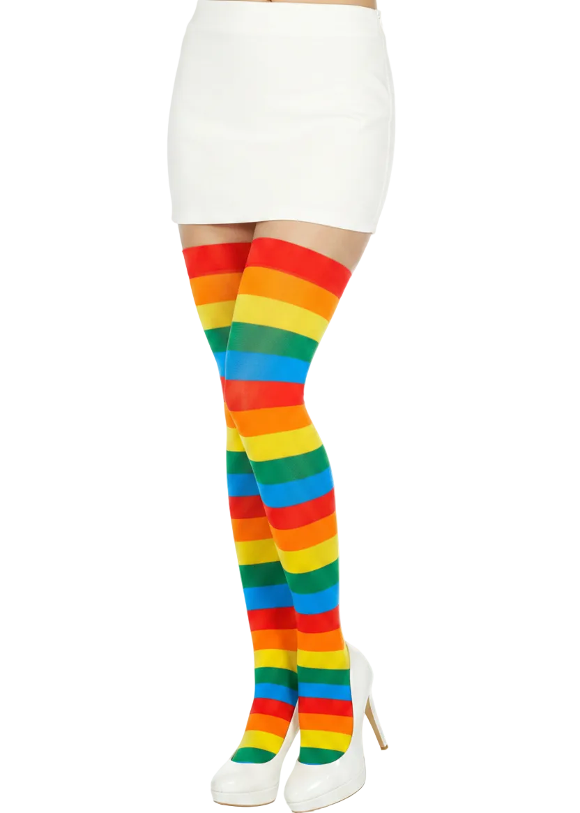 Thigh High Rainbow Striped Women's Costume Stockings - Main Image