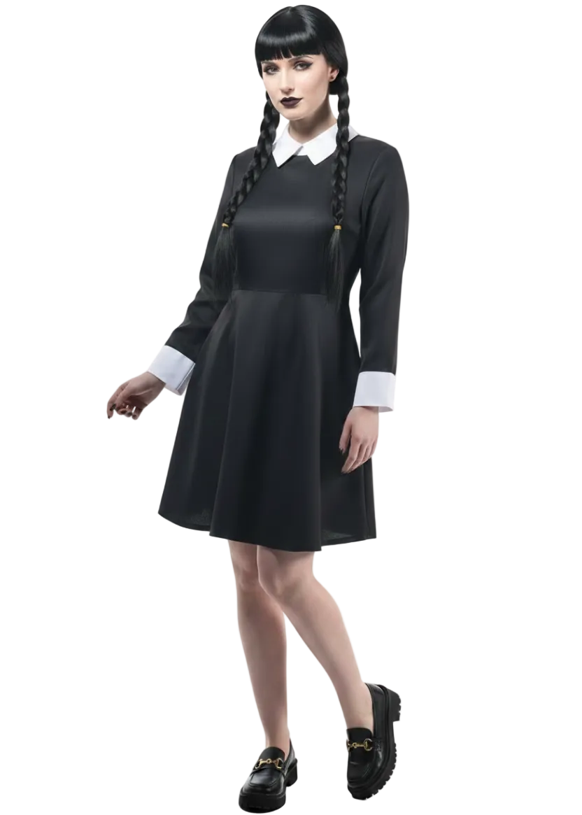 Long Sleeve Wednesday Addams Women's Halloween Costume - Main Image