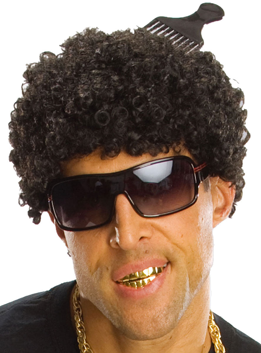 Tight Black Curls Mens Afro Costume Wig - Main Image
