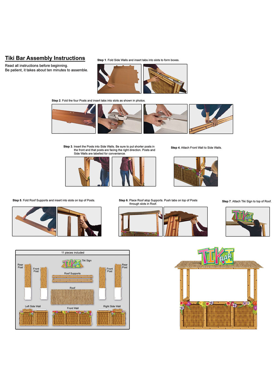 Tiki Bar 213cm 3D Party Prop - Instructions Image