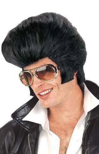 Be The King with this Black Elvis Costume Wig Main Image