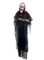 Spooky Corpse Light Up Hanging Decoration with Welcome Sign - Main Image
