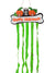 Green Hanging Happy Halloween Sign with Pumpkins and Skull
