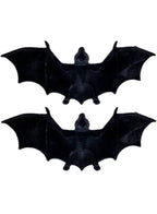 Two Pack of Flocked Black Bats Halloween Decoration