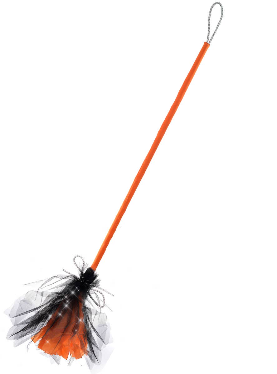 Black and Orange Glitter Witches Broom Stick