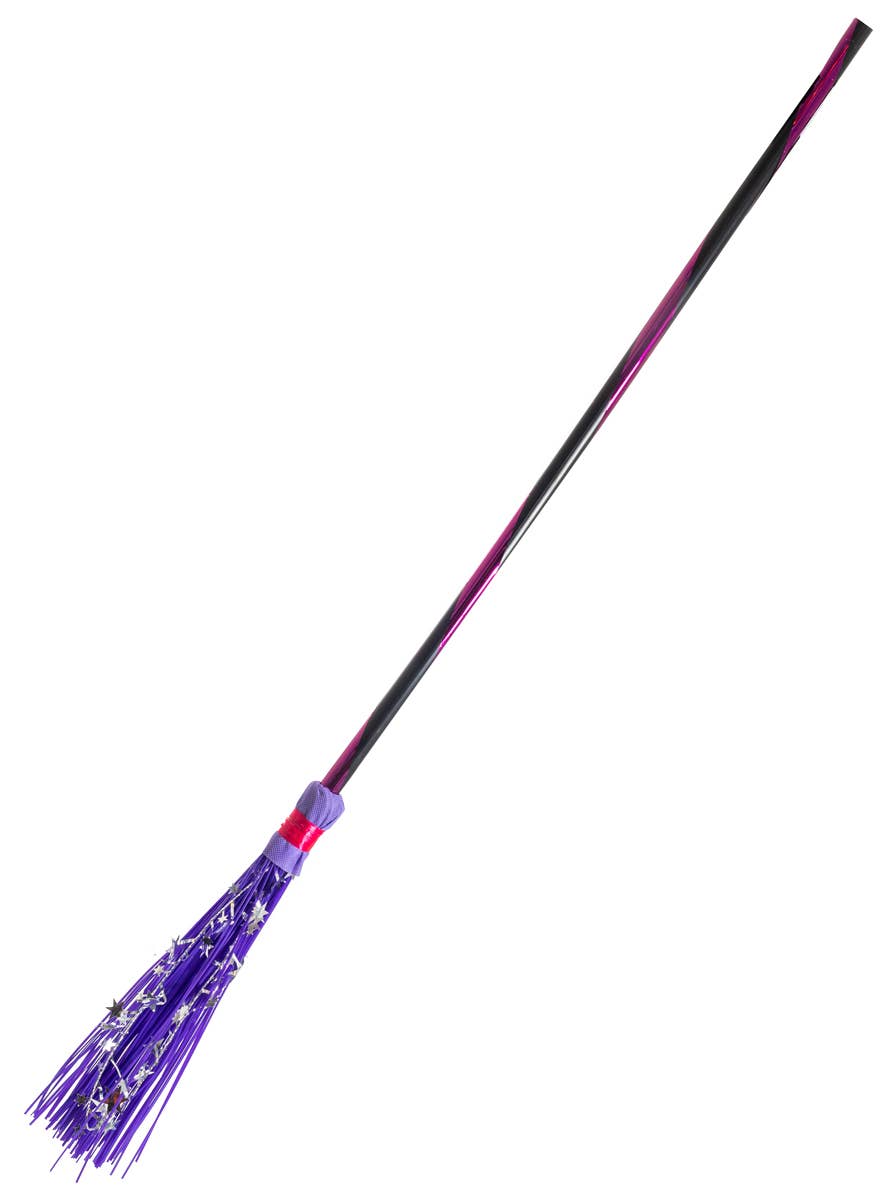 Purple Sparkly Star Witch Broomstick Halloween Decoration