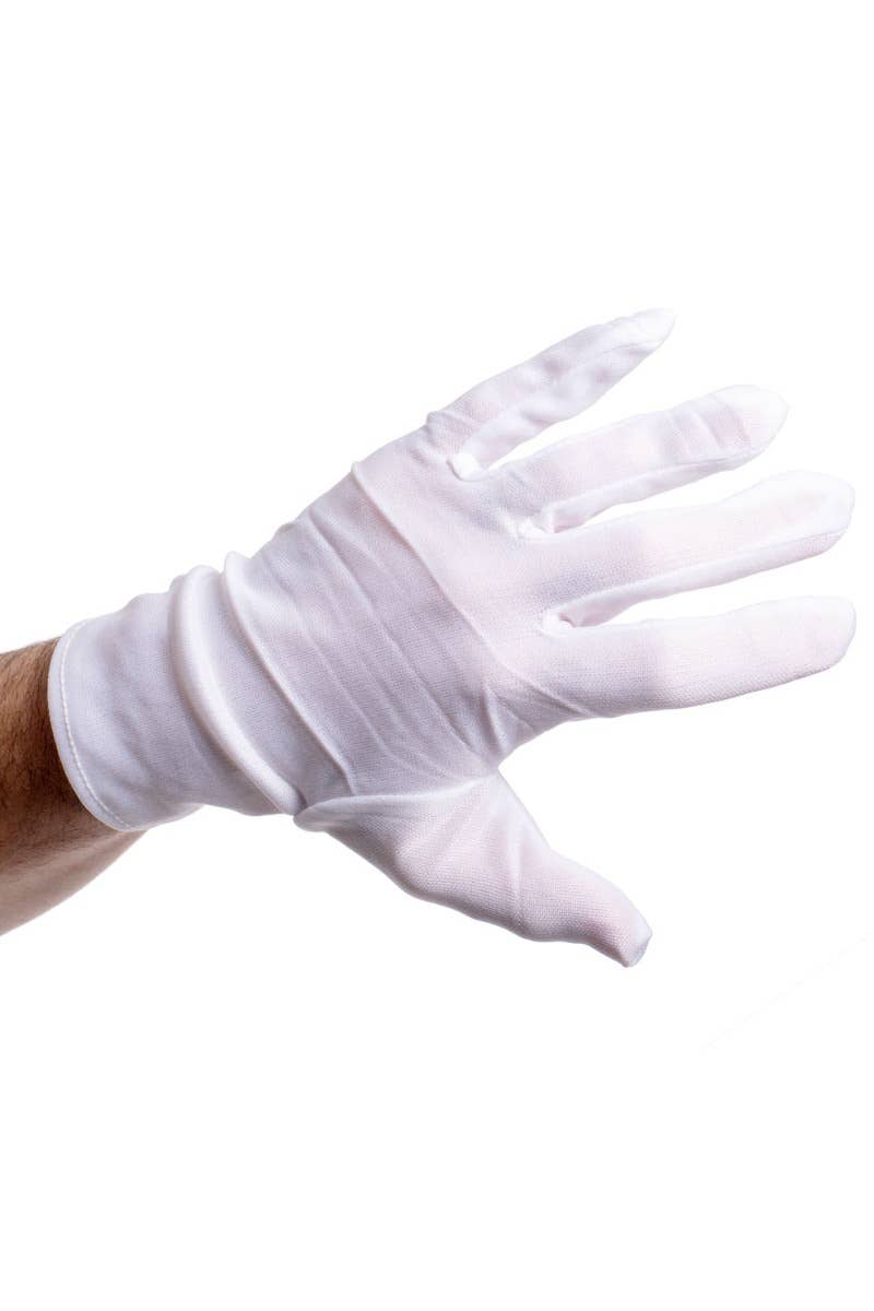 Plain White Mens Novelty Magician Gloves - Main Image