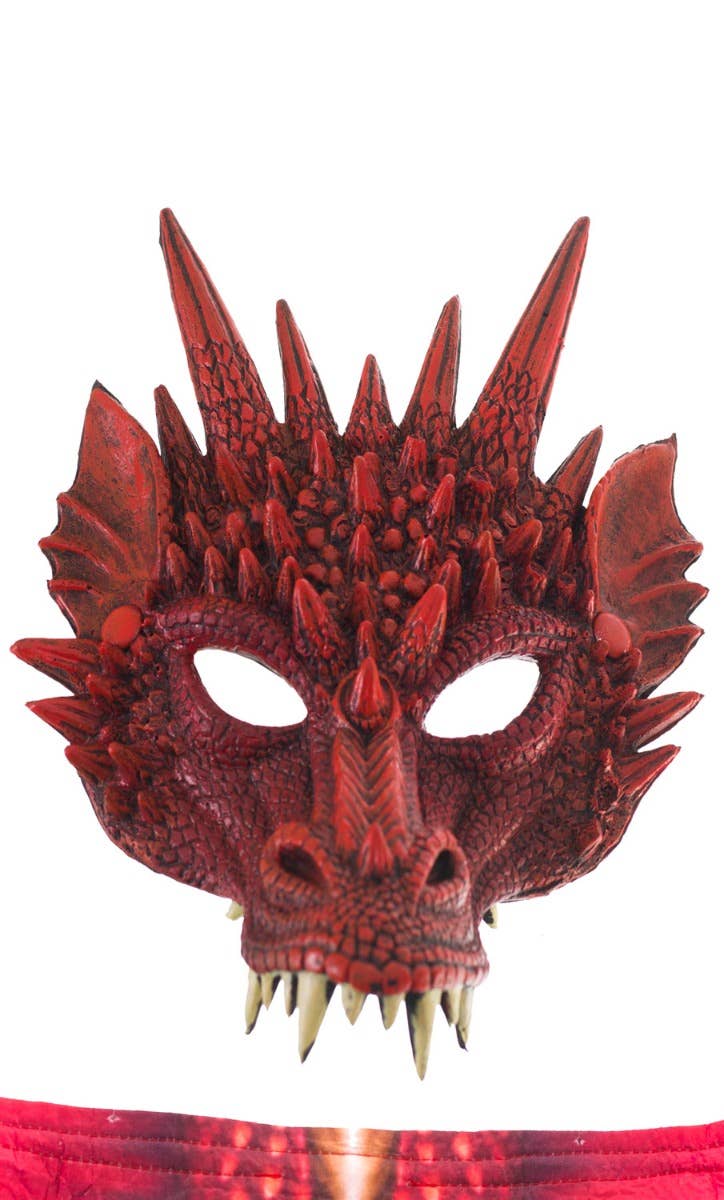 Red Dragon Kid's Halloween Foam Mask And Fabric Wings Costume Accessory Kit Close Up Mask Image