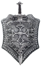 Medieval Antique Silver Shield and Sword Costume Weapon Set Main Image
