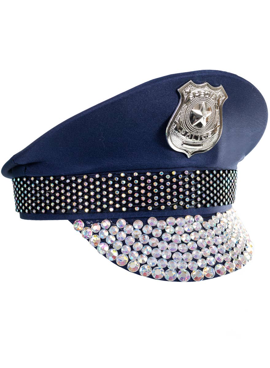 Bedazzled Blue Police Costume Hat - Alternative Image