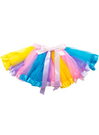 Yellow, Purple, Pink and Blue Pleated Pastel Rainbow Costume Tutu for Women