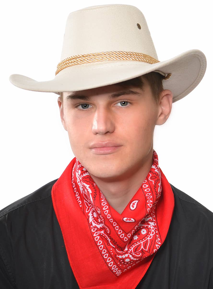 Wild West Cowboy Beige Faux Suede Costume Hat