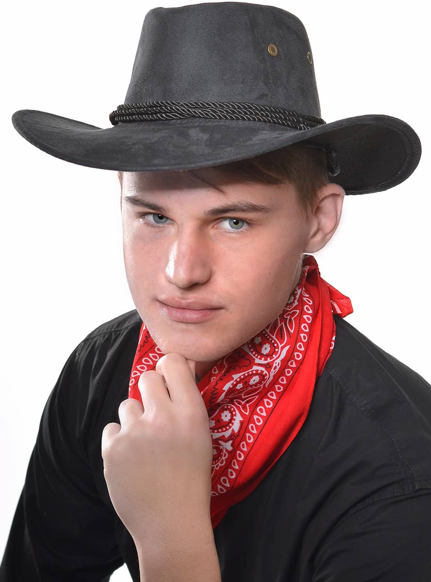 Black Faux Suede Western Cowboy Costume Accessory Hat