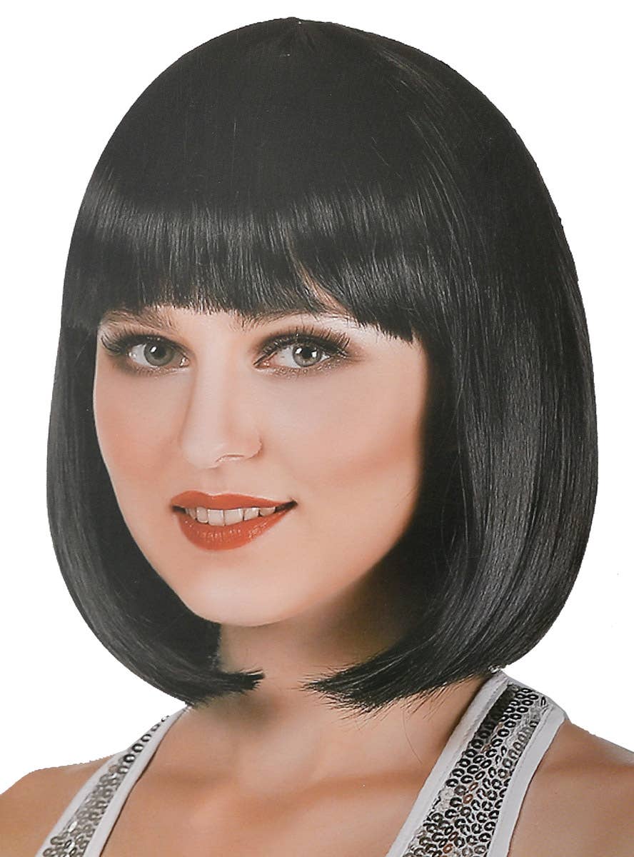 RnB Star Wig Adult Black Short Blunt Cut Bob with Fringe main image 1