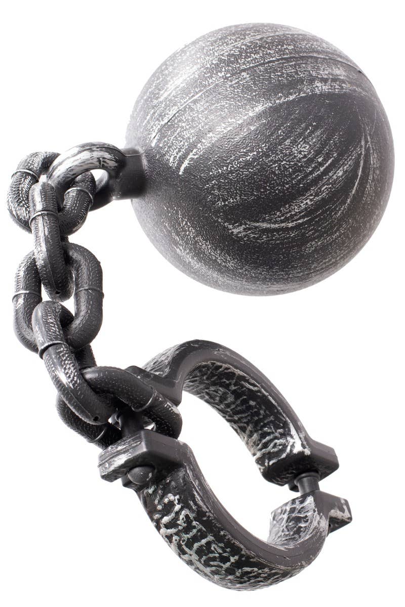 Silver Antique Plastic Ball And Chain Ankle Shackle Halloween Costume Accessory Main Image