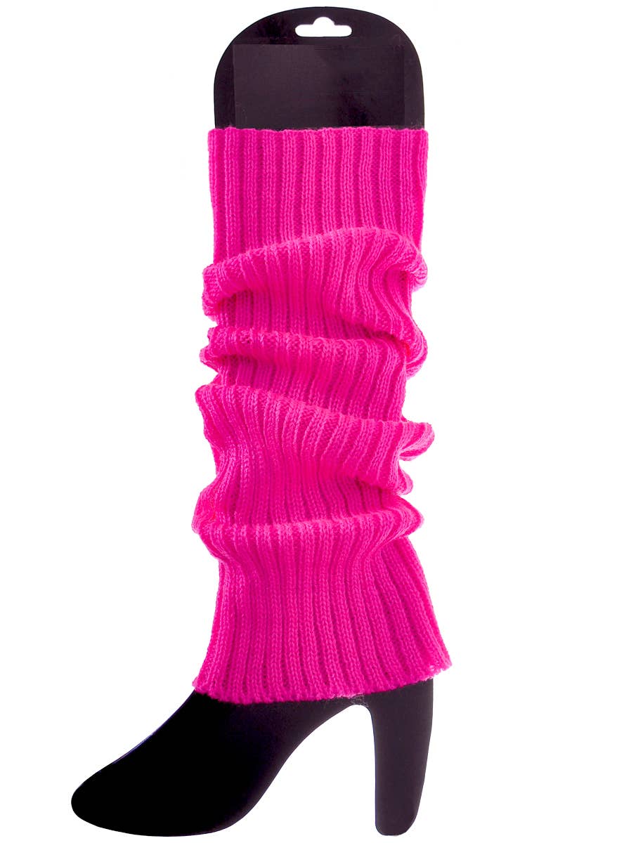 Bright Pink 1980s Knitted Leg Warmers Costume Accessory