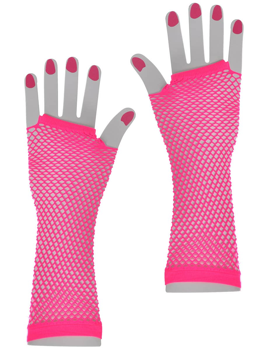 Pink Fishnet 80s Gloves
