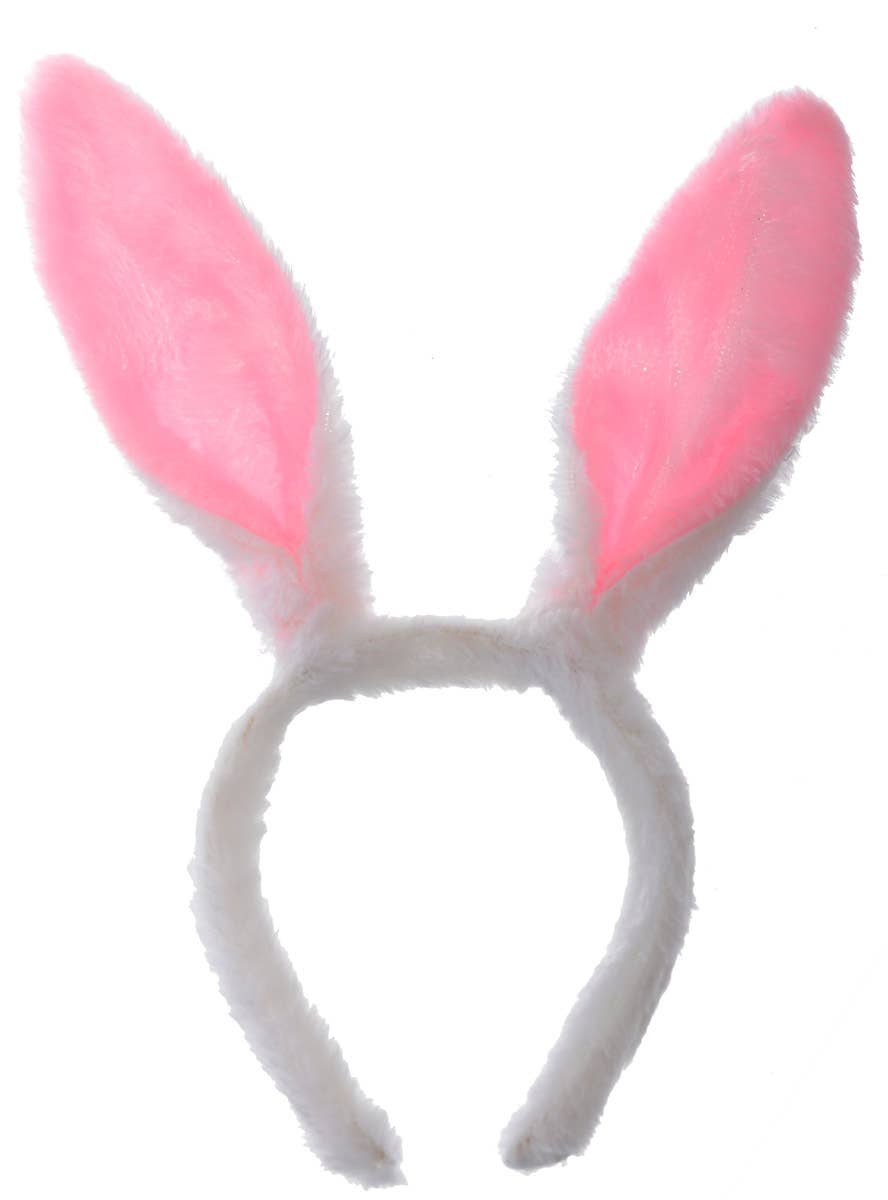 Basic Fluffy Pink and White Bunny Ears Costume Accessory