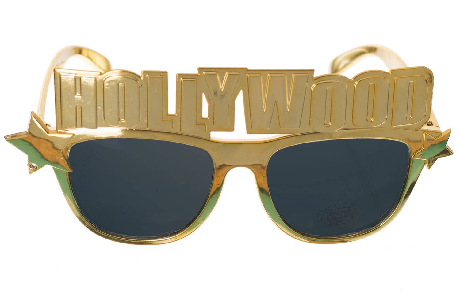 Gold Frame Hollywood Costume Glasses with Black Tinted Lenses - Alternative Image