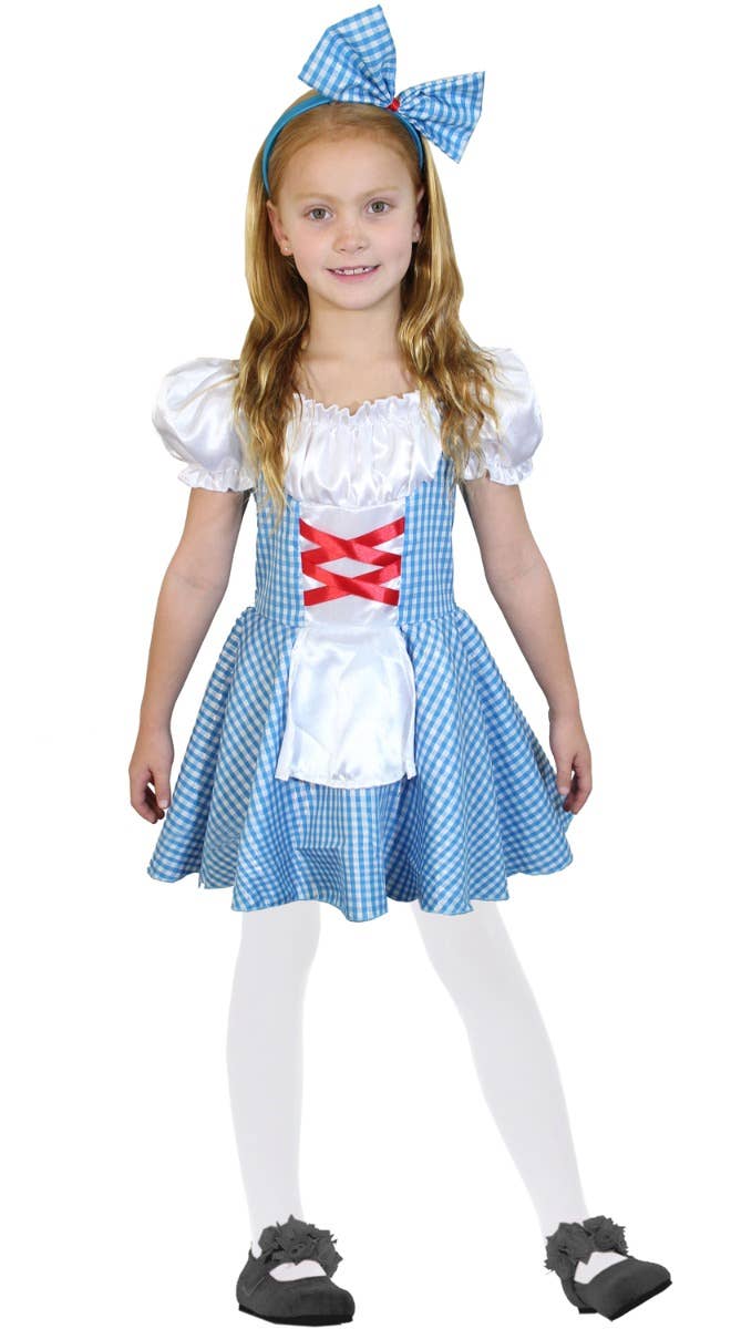 Girls Blue and White Checkered Dorothy Book Week Fancy Dress Costume Main Image