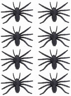 Black Plastic 8 Pack of Fake Halloween Spiders