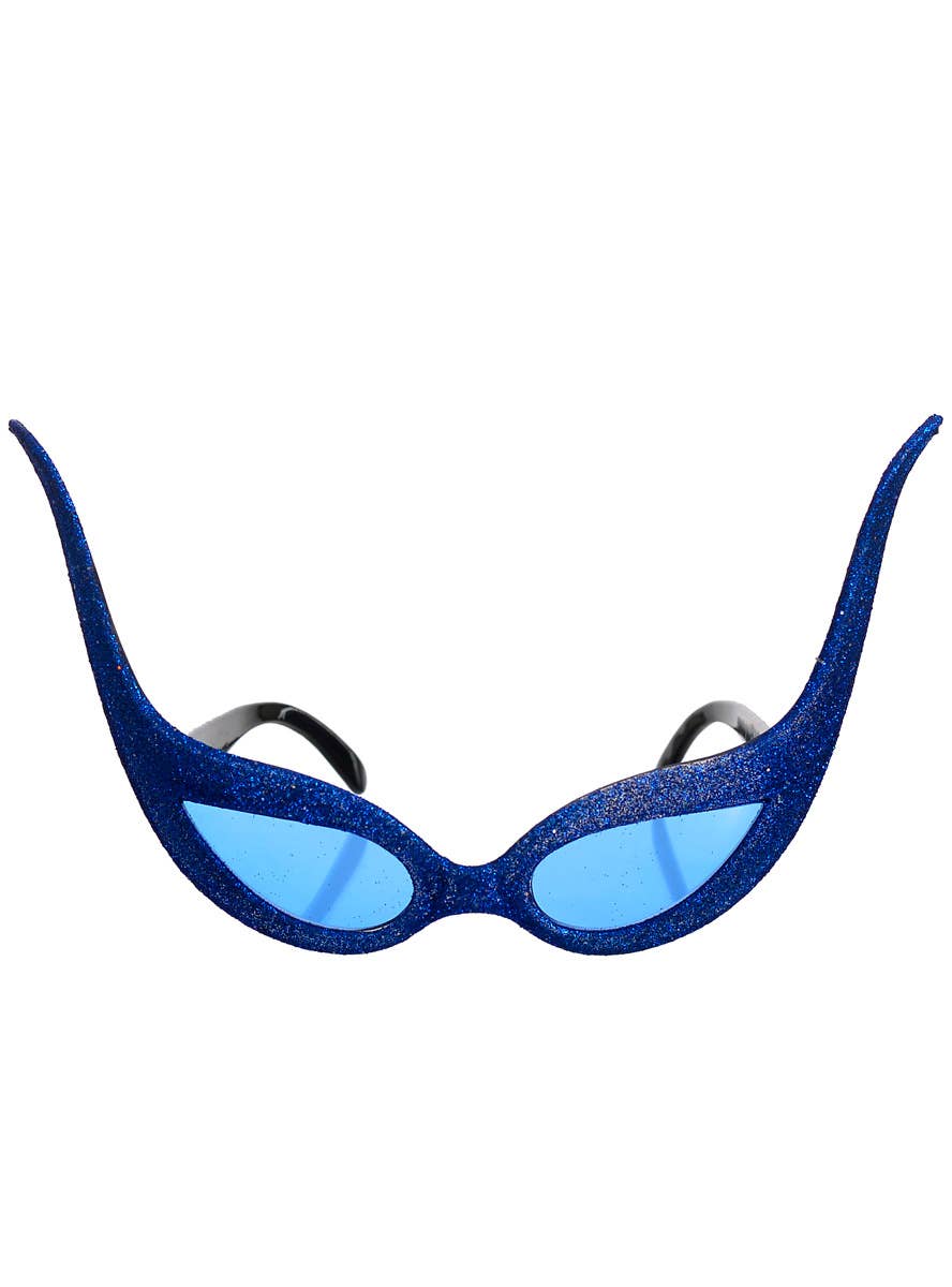 Blue Glitter Martian Costume Glasses