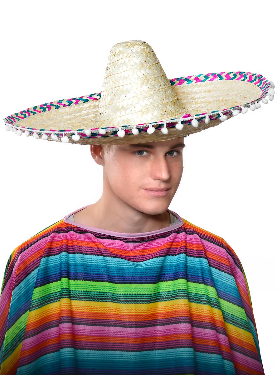 Adult's Large Light Straw Mexican Sombrero Costume Accessory Hat