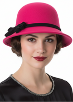 Pink Felt Womens Cloche Bell Hat 1920s Costume Accessory - Main Image