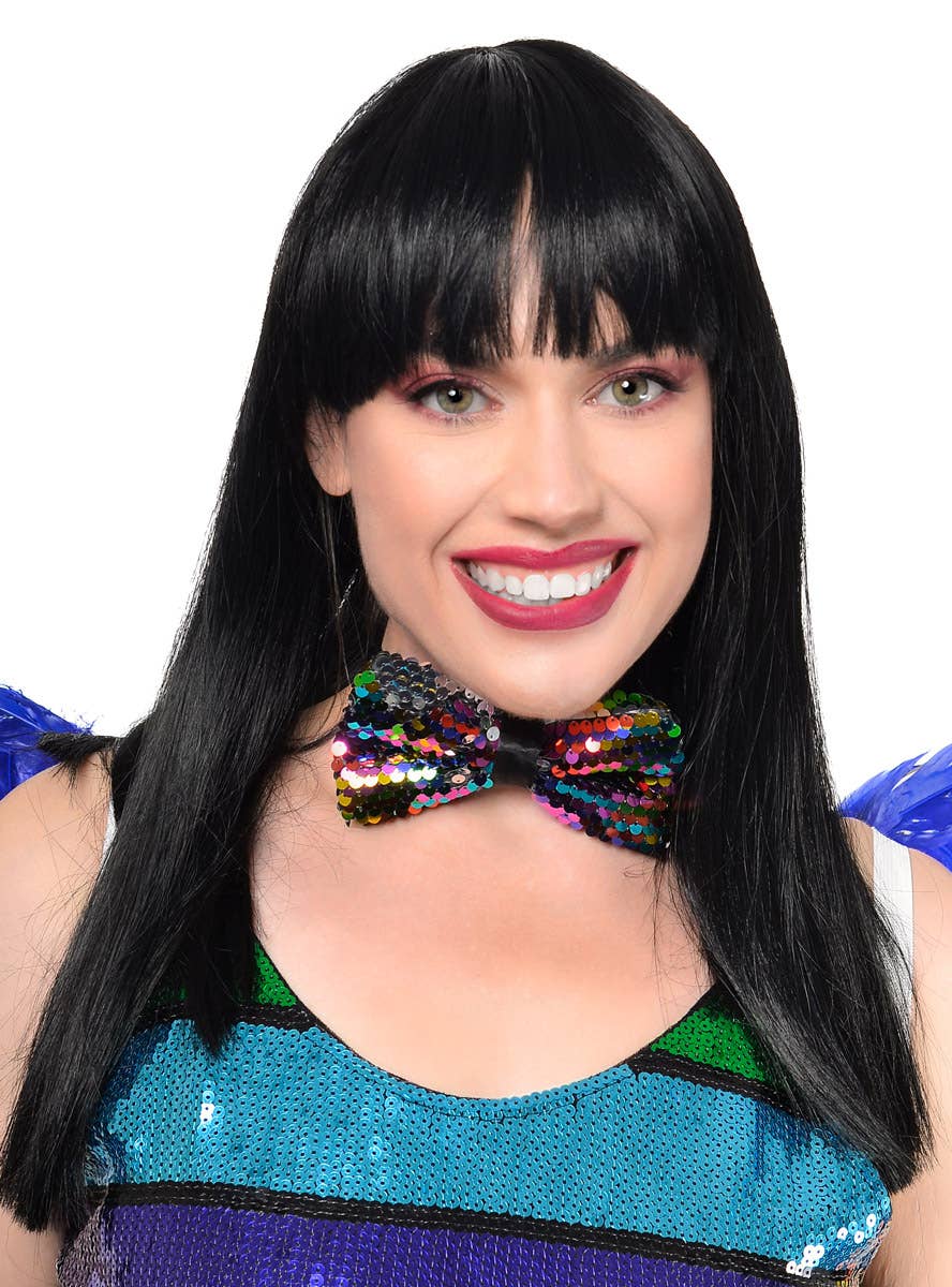 Sequinned Rainbow Bow Tie Costume Accessory