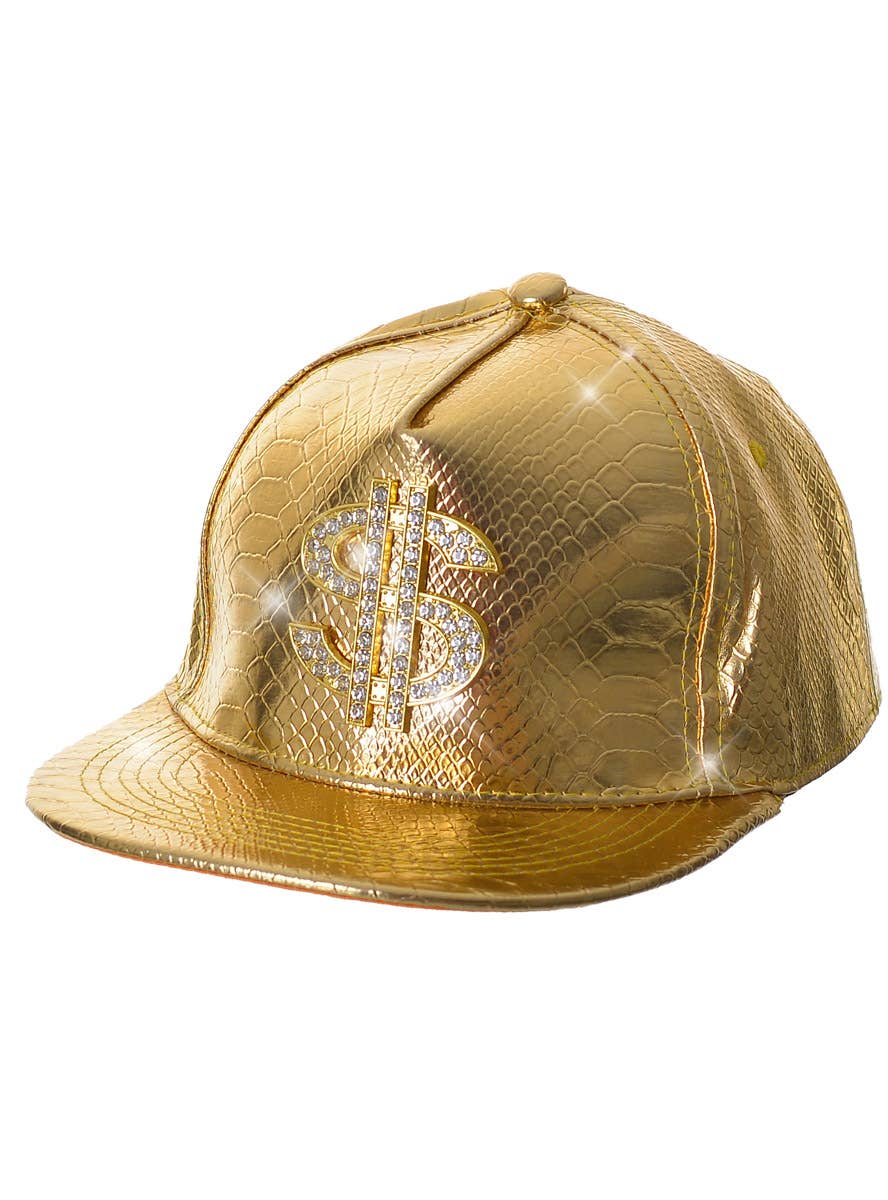 Gold Metallic Hip Hop Costume Hat | Dollar Sign Rapper Costume Hat