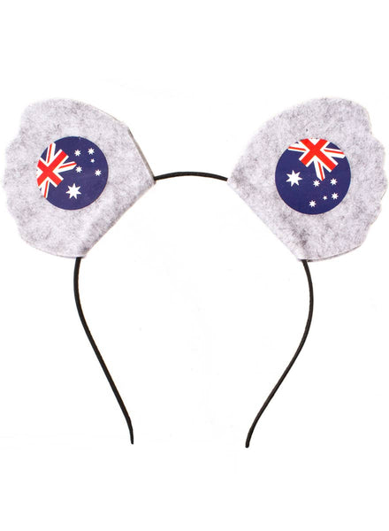 Grey Felt Koala Ears Headband with Australian Flags