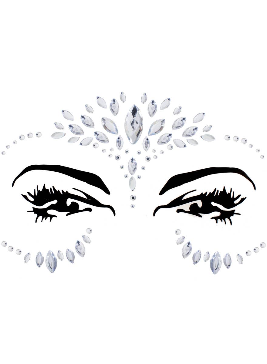 Stick On Silver Diamante Face Gems