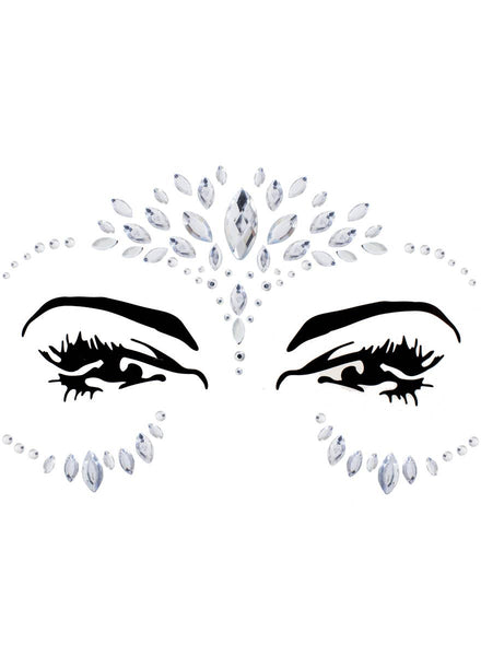 Stick On Silver Diamante Face Gems