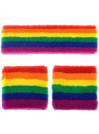 Rainbow Striped Sweatbands Costume Accessory