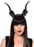 Red Devil Horns on Headband with Fluffy Grey Feathers