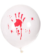 Set of White and Red Bloody Hand Print Halloween Balloons