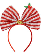 Red and White Candy Striped Giant Bow Christmas Costume Headband