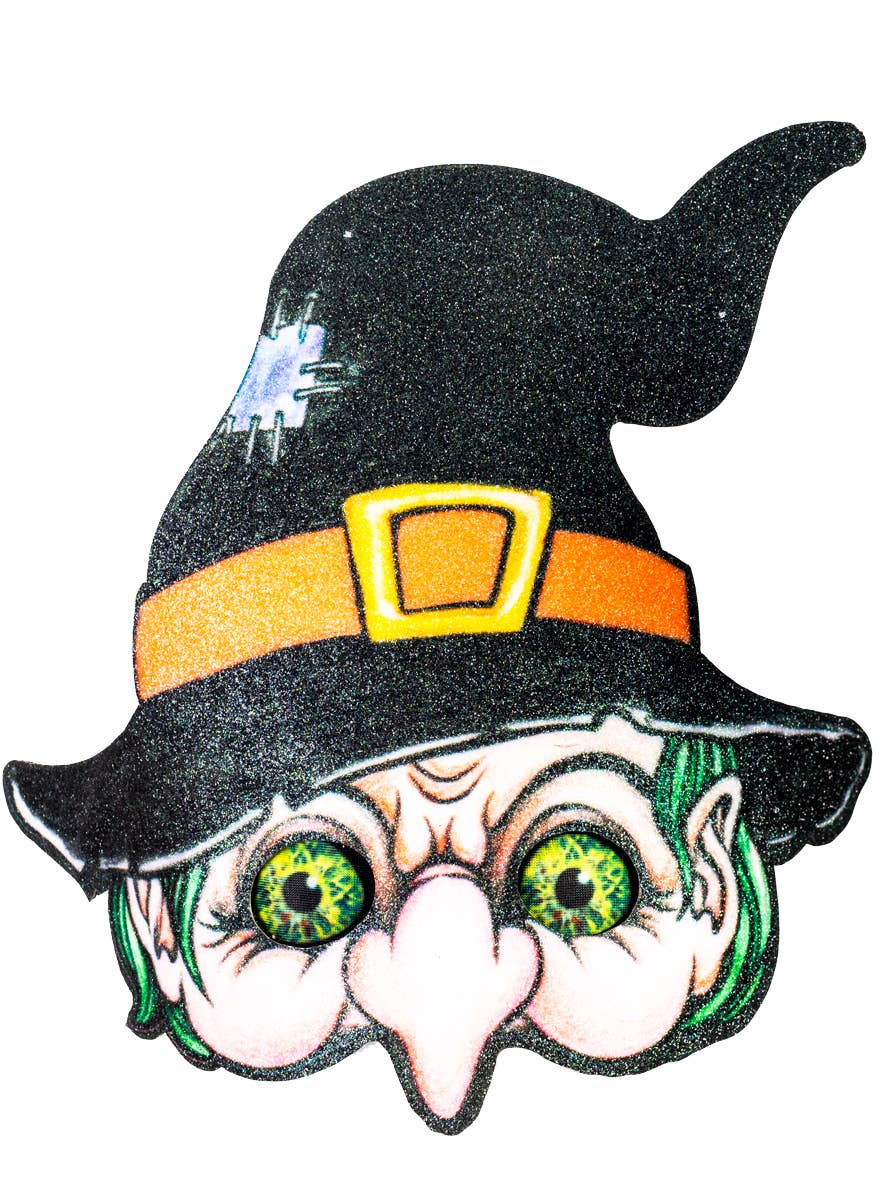 Halloween Witch Mask with Witch Face and Hat and Glitter