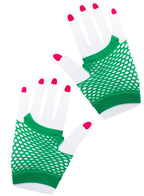 Image of Short Green Fishnet Fingerless Costume Gloves - Main Image