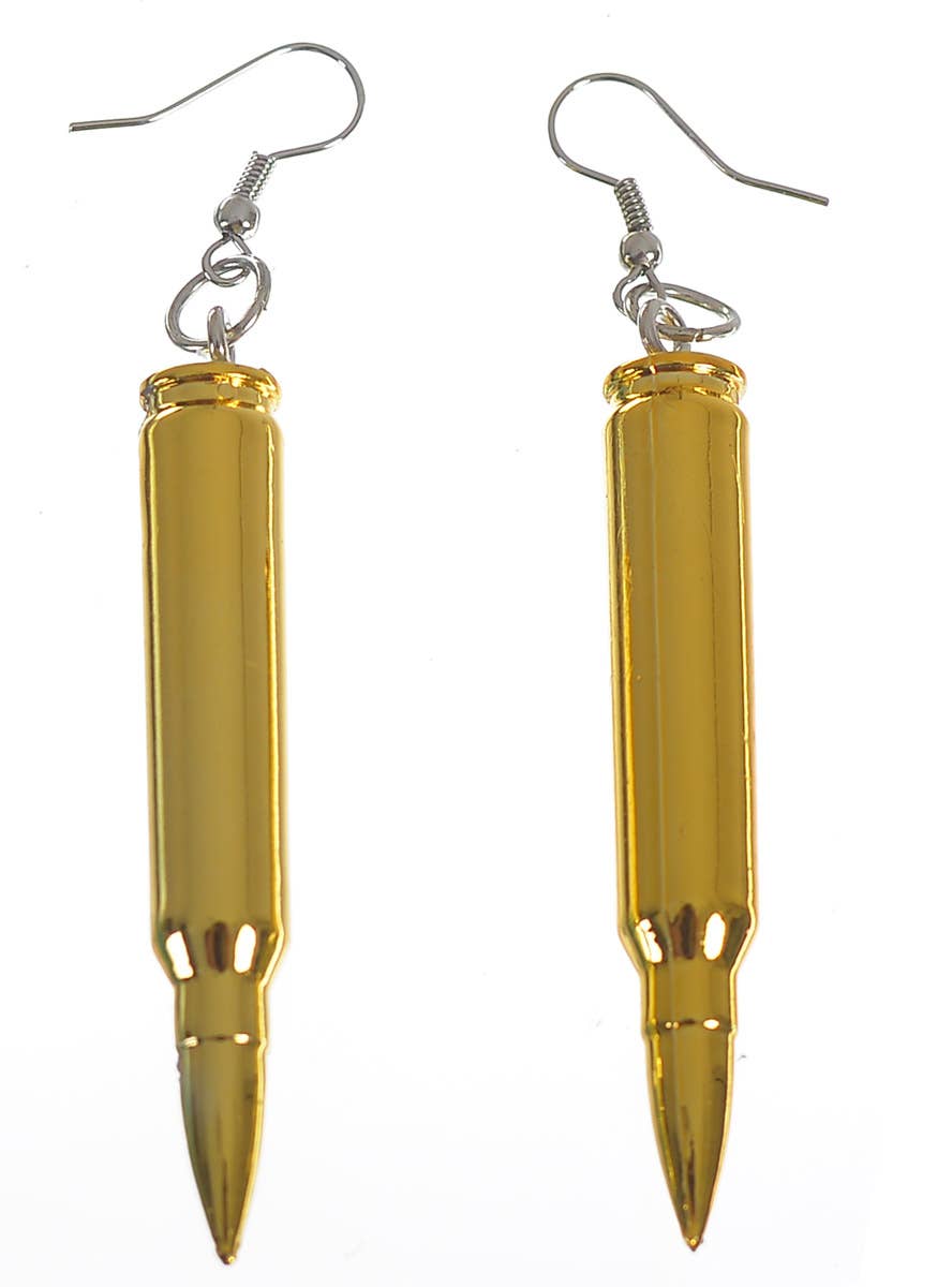 Gold Bullet Army Costume Earrings