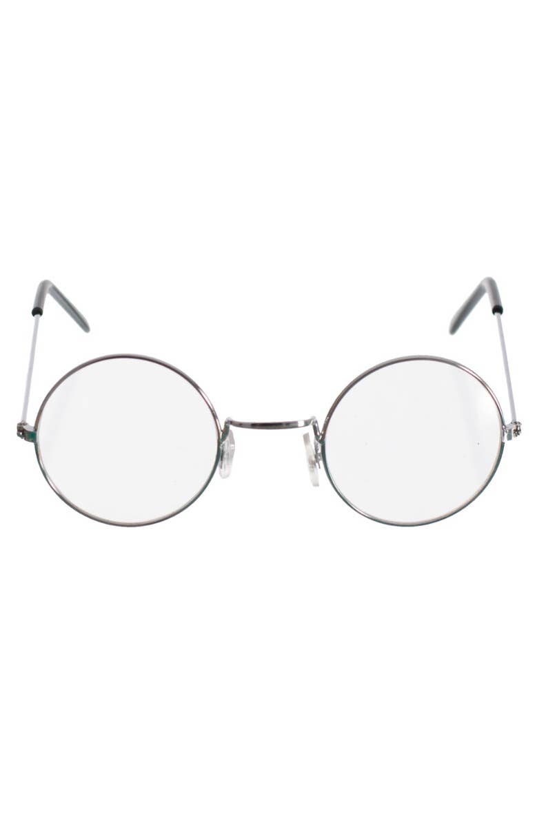 Round Clear Lens John Lennon Glasses with Silver Frame 