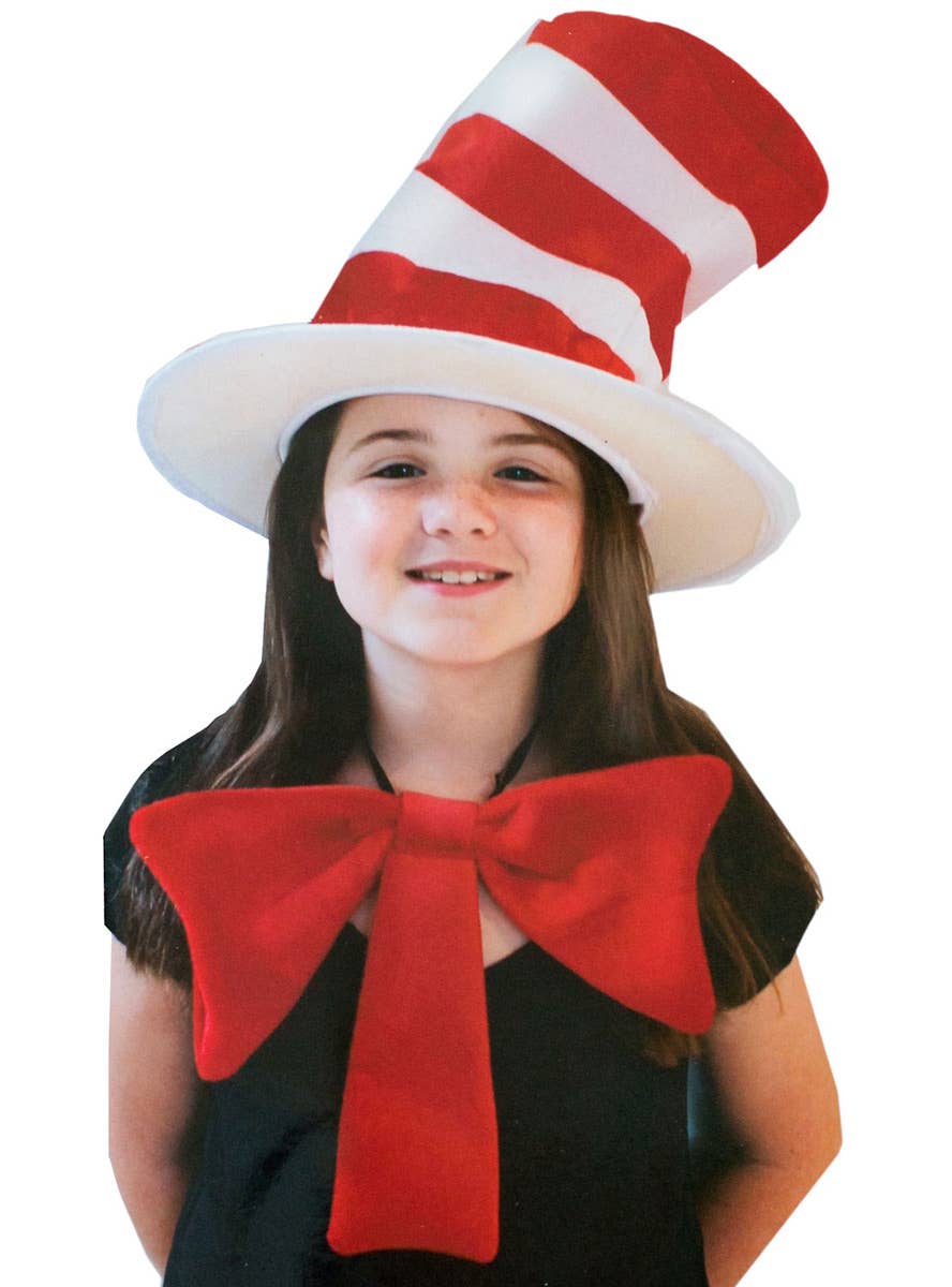 Red Striped Top Hat and Bow Tie Set for Kids Alternate Image