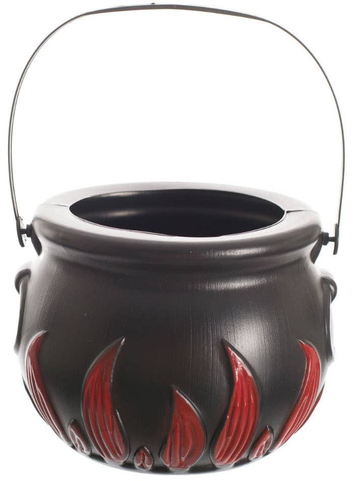 Black Witch with Flames Halloween Cauldron Bucket Trick or Treat Container Main Image