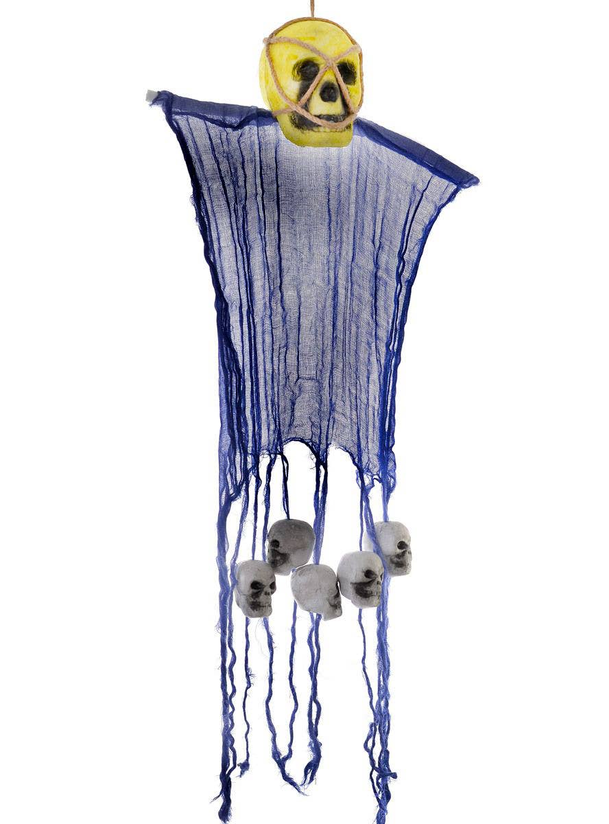 Hanging Skeleton and Skulls Prop