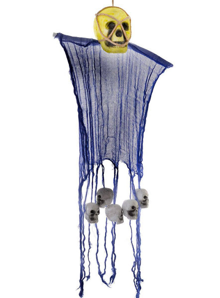 Hanging Skeleton and Skulls Prop